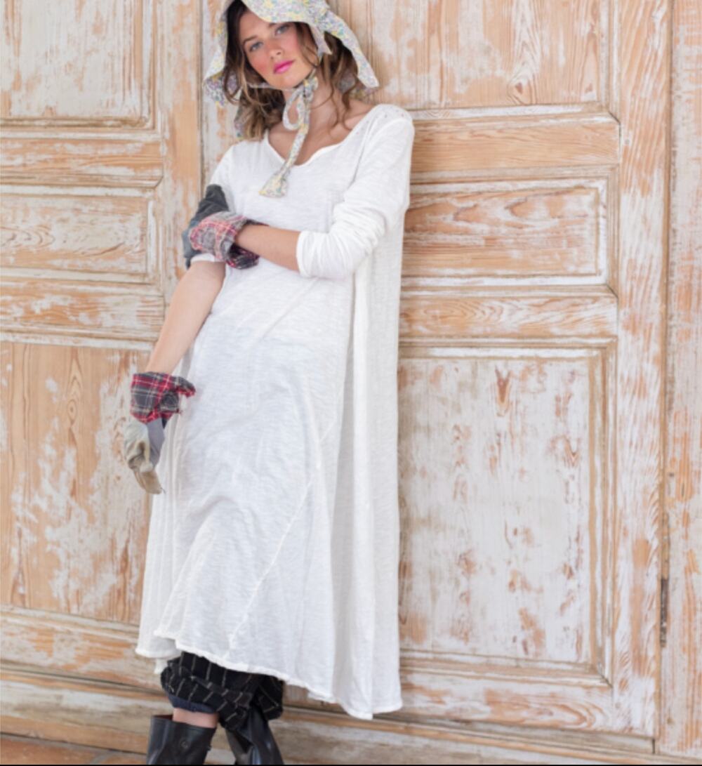 Magnolia Pearl Cotton Jersey Dylan Tee Dress White Distressed Women's Medium